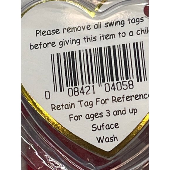 TY original Beanie Baby 1993 Valentino Polar Bear white red heart ribbon READ - Picture 8 of 8